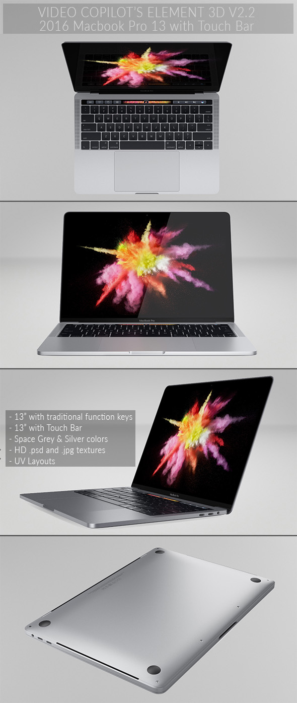 Macbook Pro 13 - Element 3D - 3DOcean Item for Sale
