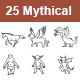 Mythical Creatures Outlines Vector Icons