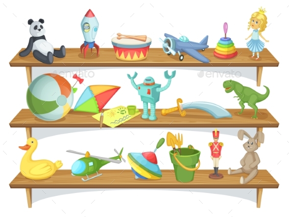 Illustration of Childrens Toy Shelf