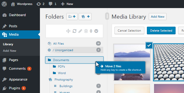 WordPress Real Media Library - Media Categories / Folders
