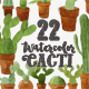 22 Watercolor Cacti