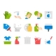 Flat Cleaning Set Icons. Cleaning Tools