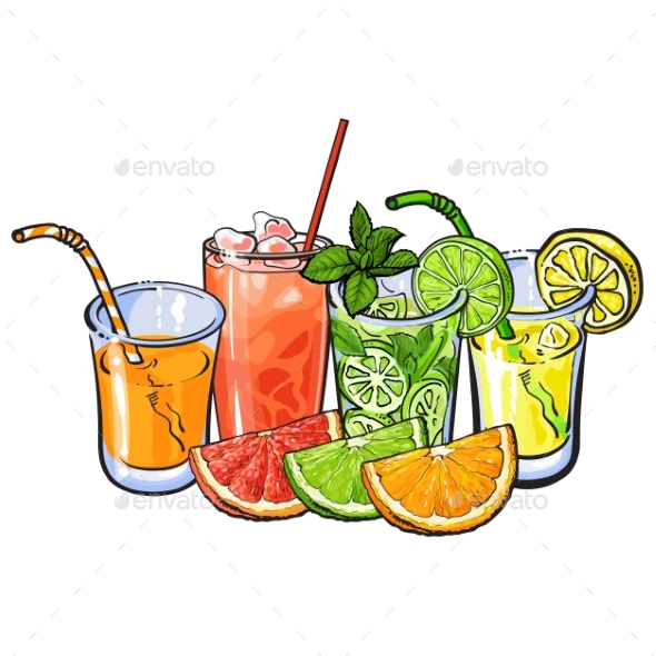 Orange, Grapefruit, Lime, Lemon Juice and Fruit