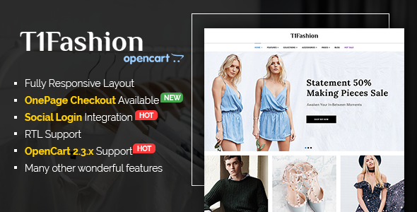 T1Fashion - Responsive Fashion OpenCart 2.3 Theme