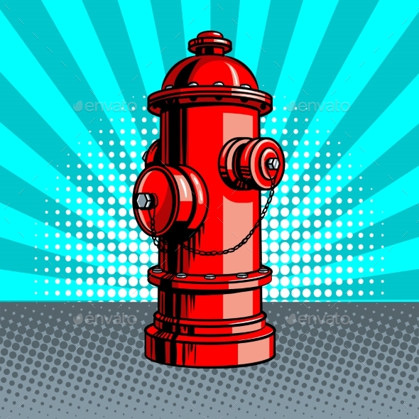 Fire Hydrant Pop Art Style Vector Illustration