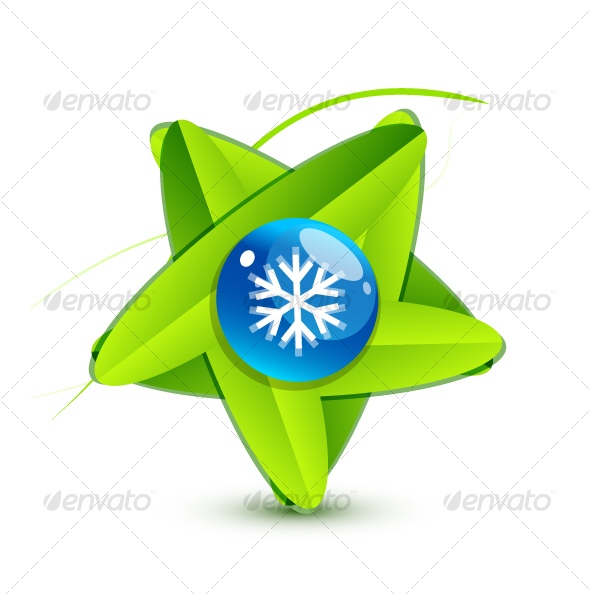 Green leaf symbol with snowflake Green leaf symbol with snowflake