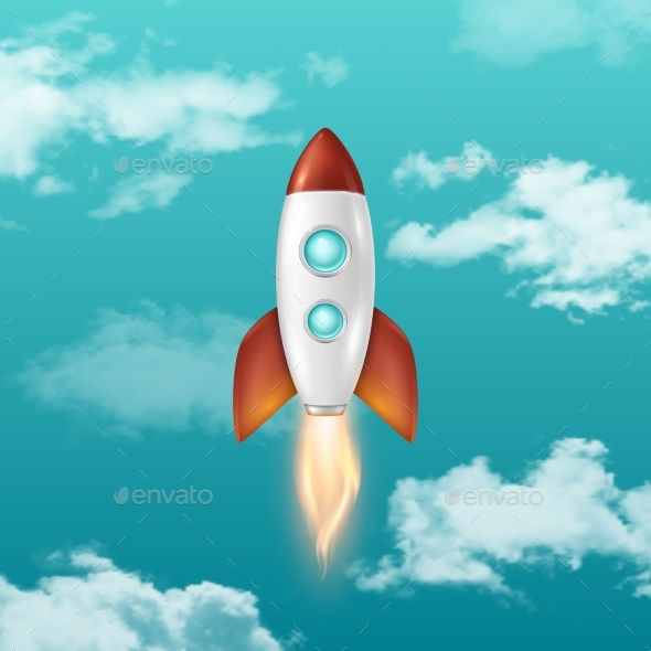Background with Retro Space Rocket Ship