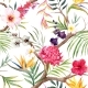 Watercolor Tropical Floral Pattern