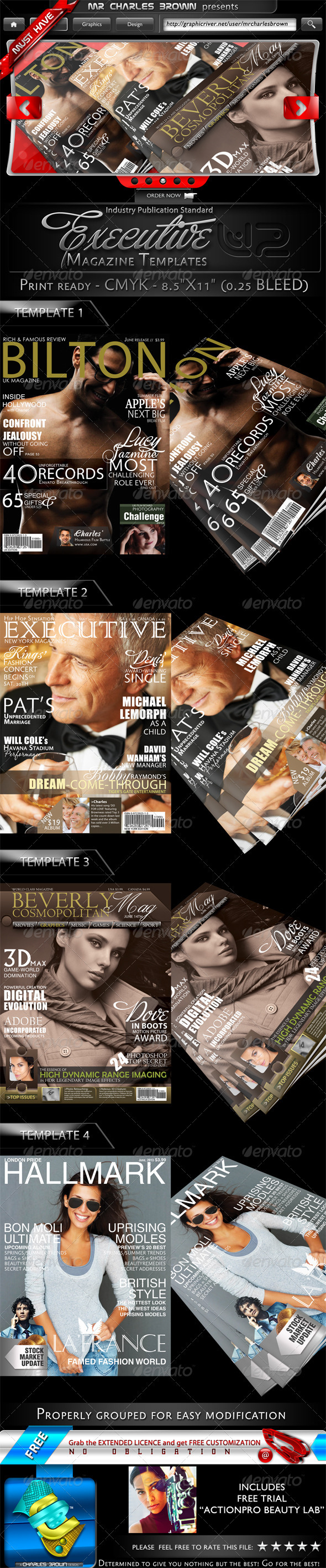 4 Executive Magazine Templates V2 - Magazines Print Templates