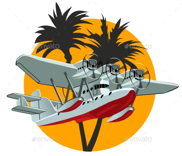 Cartoon Retro Sea Plane