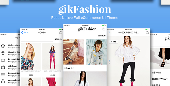gikFashion - React Native Full eCommerce UI Theme