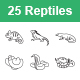 Reptiles & Amphibians Outlines Vector Icons