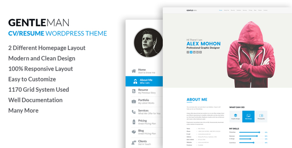 GentleMan- vCard & CV Resume WordPress Theme
