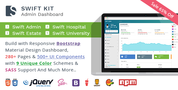 SwiftKit - Bootstrap/Material Dashboard Template