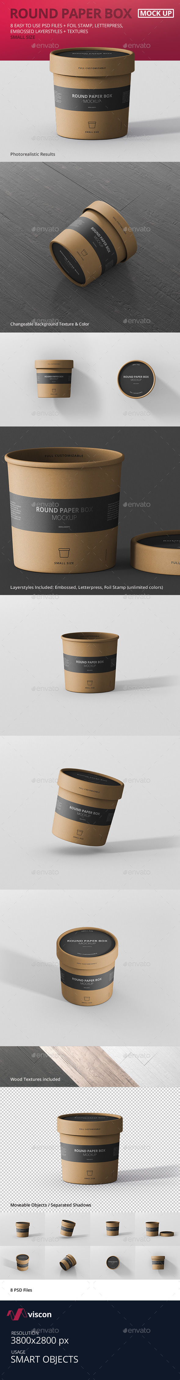 Paper Box Mockup Round - Small Size