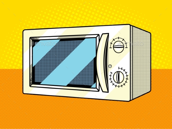 Microwave Oven Pop Art Style Vector