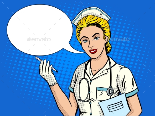 Nurse Pop Art Style Vector Illustration