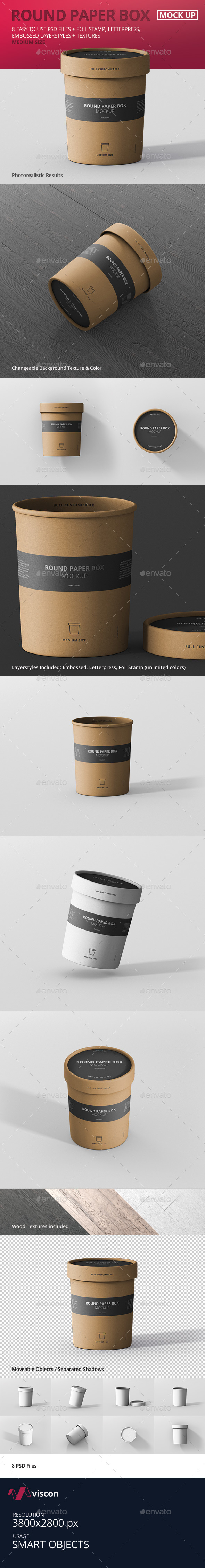 Paper Box Mockup Round - Medium Size