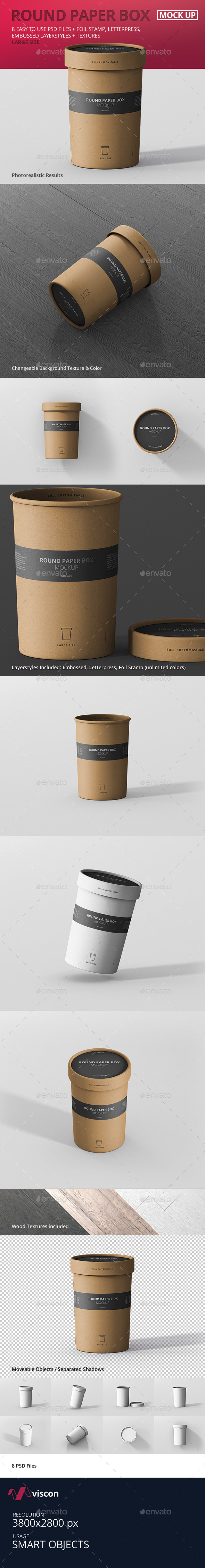 Paper Box Mockup Round - Large Size