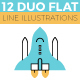 12 Duo Flat Line Web Banner Illustrations