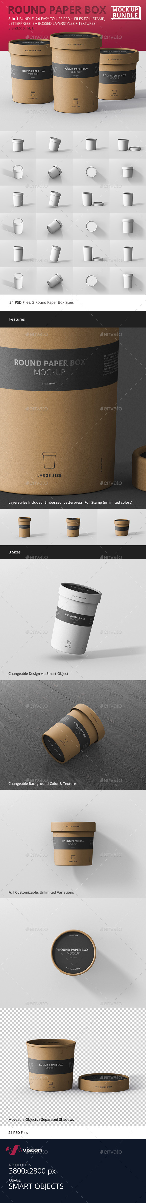 Round Paper Box Mockup Bundle