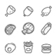 16 Fast Food Outline Stroke Icons