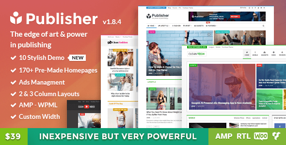 Publisher - Magazine, Blog, Newspaper and Review WordPress Theme