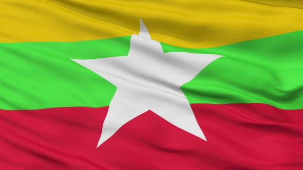 Waving National Flag of Myanmar