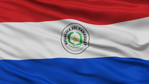 Waving National Flag of Paraguay
