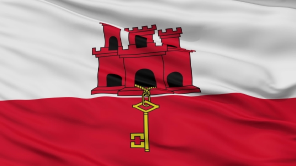 Waving National Flag of Gibraltar