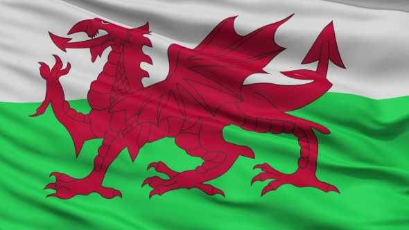 Waving National Flag of Wales