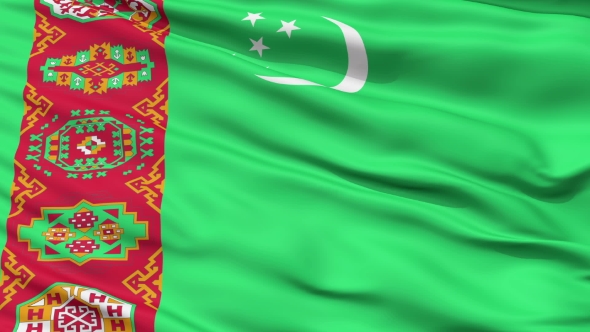 Waving National Flag of Turkmenistan