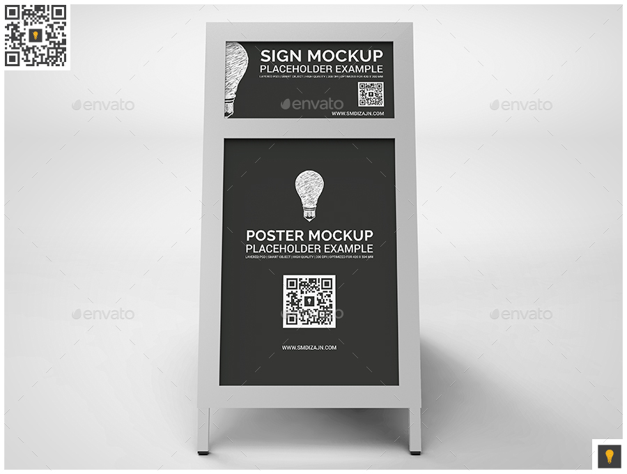 Sidewalk Poster Sign Mockup by shockymocky GraphicRiver