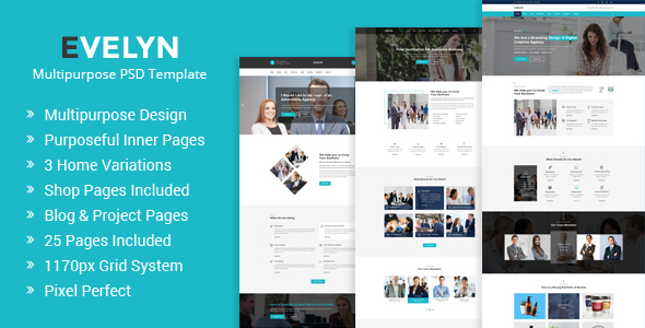 Evelyn | Multipurpose Business and Agency PSD Template