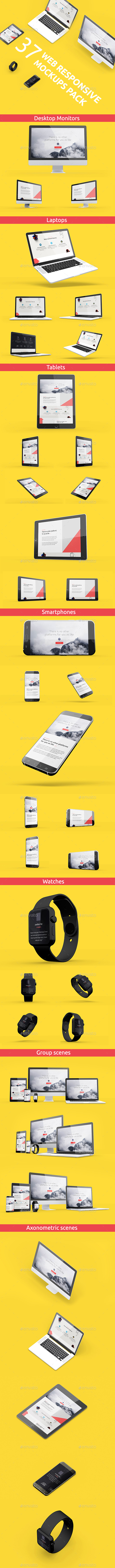 37 Web Responsive MockUps Pack