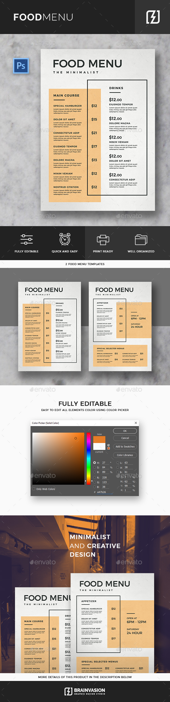 Minimal Food Menu Template