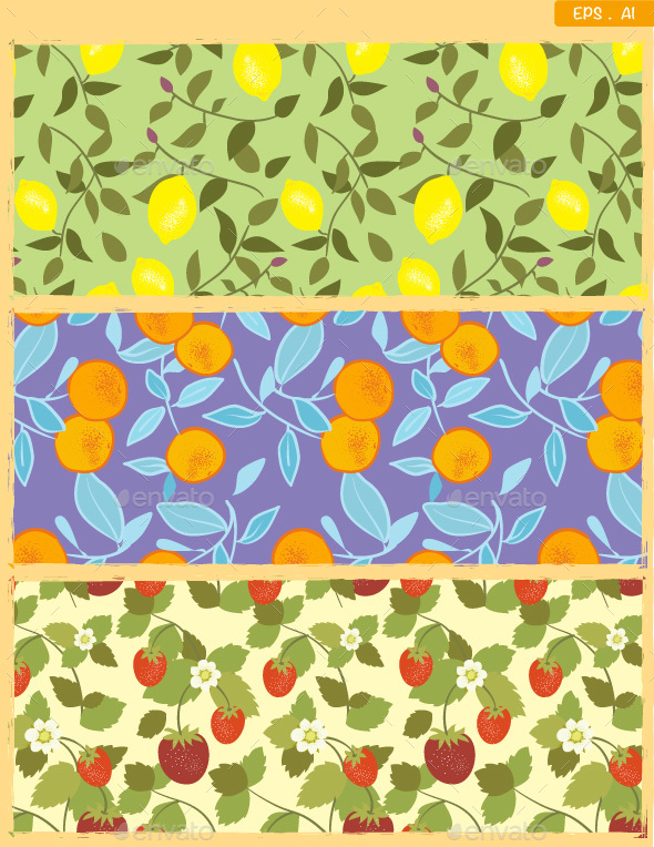 Seamless Fruits pattern in Vintage style