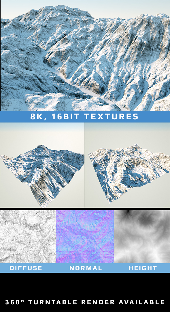 Large Winter Landscape, Mountain Snow // 8K