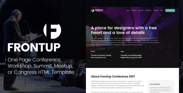 FrontUp - Conference & Event HTML5 Landing Page Template