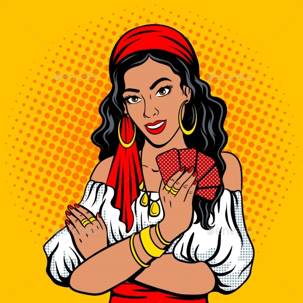 Gypsy Girl Fortune Teller Pop Art Style Vector