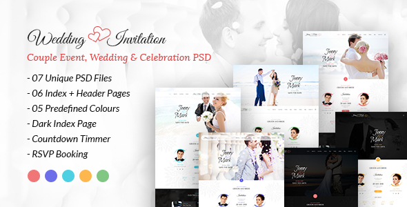 Wedding Invitation - Couple Event, Wedding & Celebration PSD Template