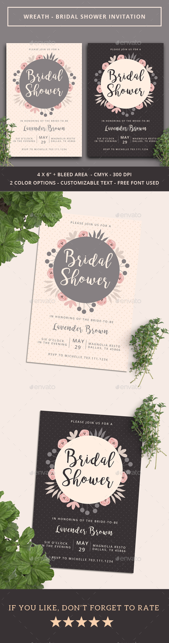 Wreath - Bridal Shower Invitation