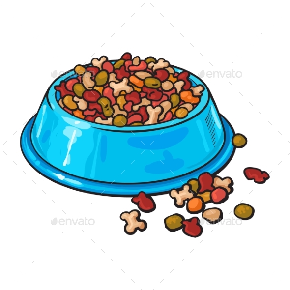 Plastic Bowl Filled with Dry Pelleted Pet