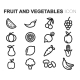 Vector Black Line Fruit and Vegetables Icons Set