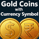 Gold Coin with Currency Symbols
