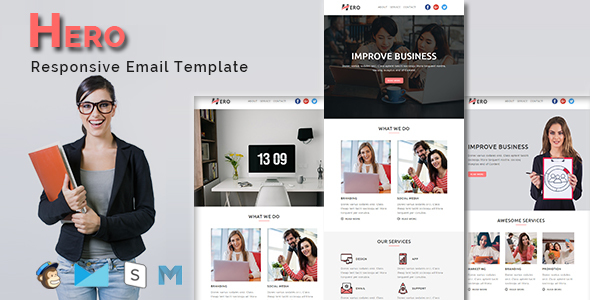 HERO - Multipurpose Responsive Email Template With Stamp Ready Builder Access