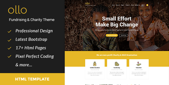 ollo Fundraising & Charity HTML Template