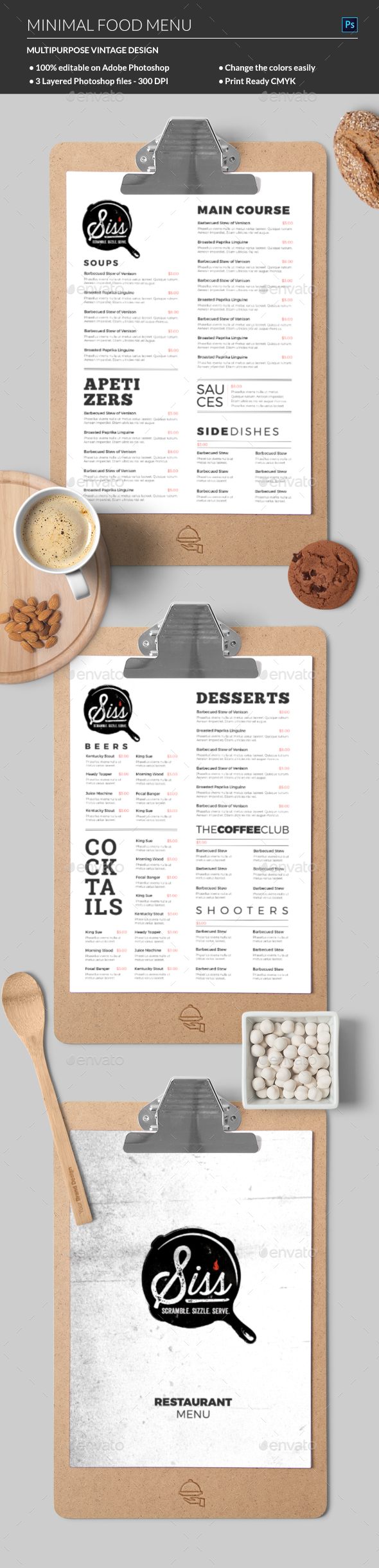 Minimal Food Menu