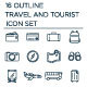 16 Travel and Tourist Outline Style Icons
