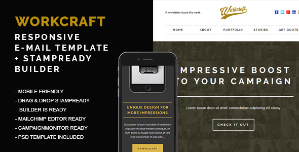 Responsive Email + Stampready Builder, Workcraft